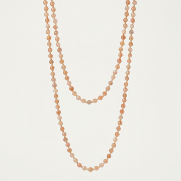 Double Necklace | Peach Moonstone Faceted Crystal