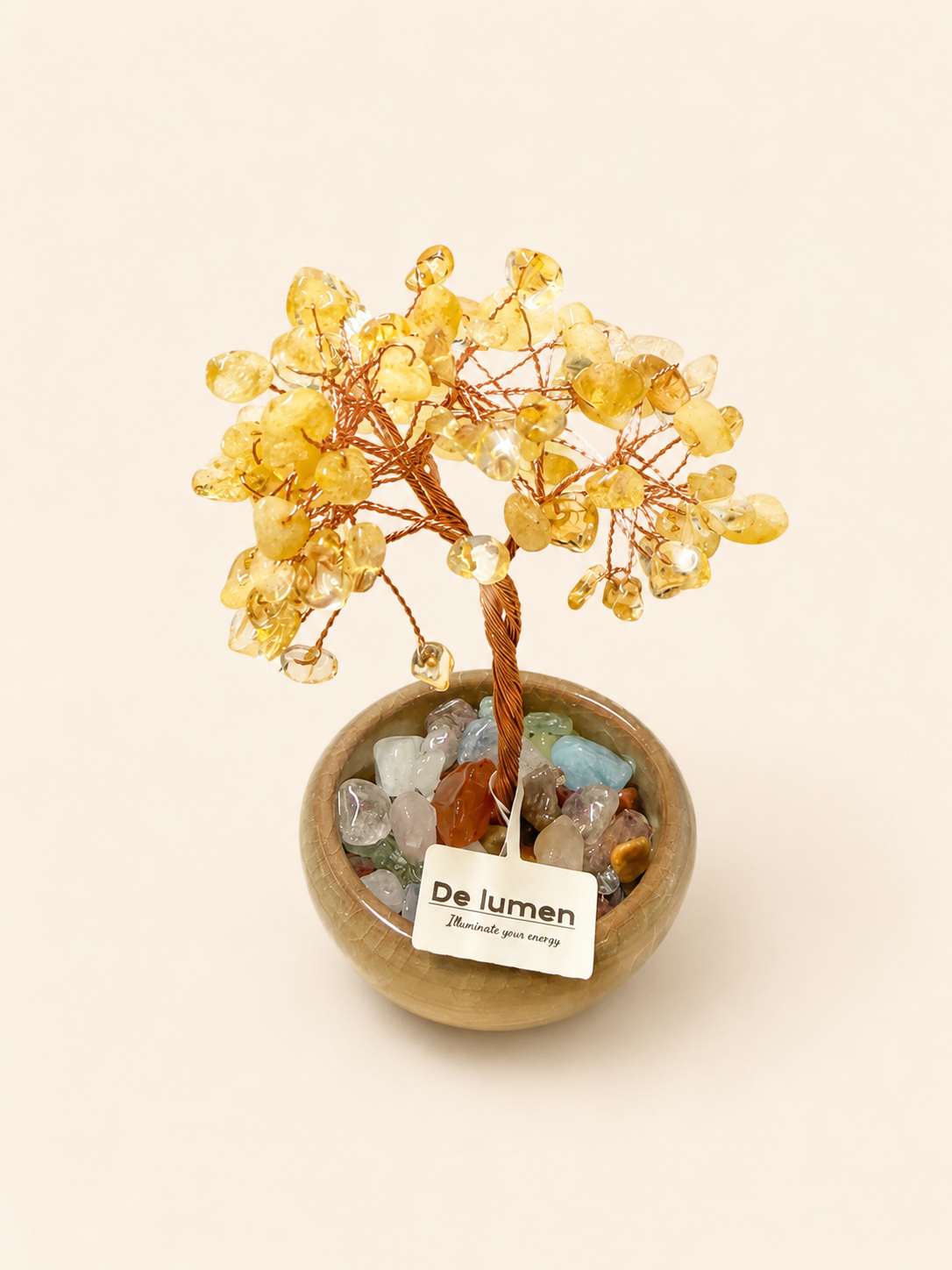 De Lumen Citrine Crystal Tree with natural citrine crystal chips