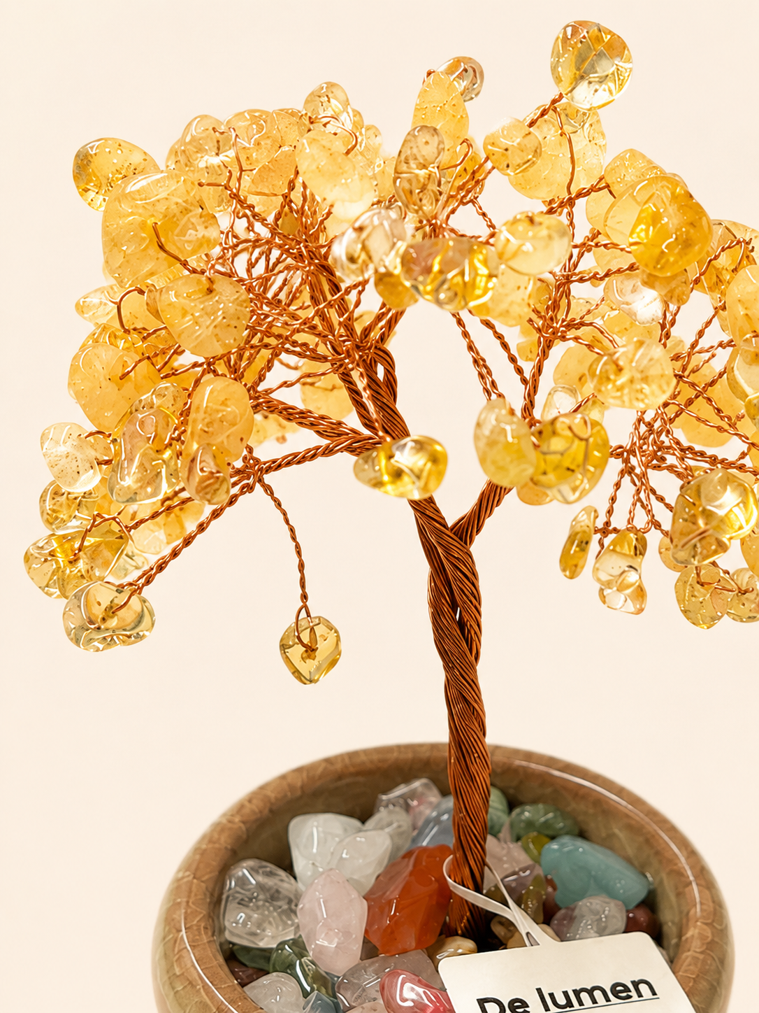 De Lumen Citrine Crystal Tree with natural citrine crystal chips