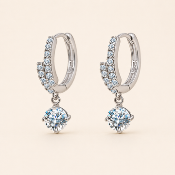 De Lumen Drop Hoop Earrings in S925 sterling silver with moissanite stones